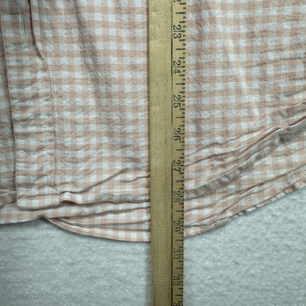 Crown & Ivy Mens Large Peach Gingham Button Down LS Shirt Classic Fit Cotton - Picture 7 of 8